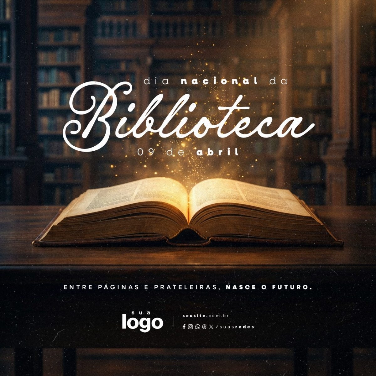 Dia Nacional da Biblioteca 09 de Abril Nasce o Futuro PSD Editável