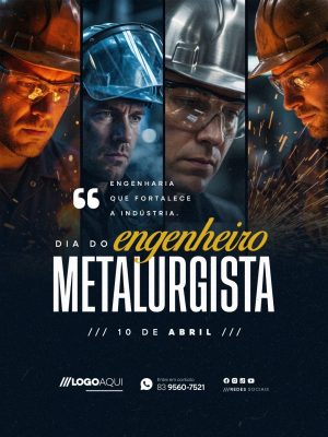 Dia do Engenheiro Metalurgista 10 de Abril Engenharia que Fortalece PSD Editável