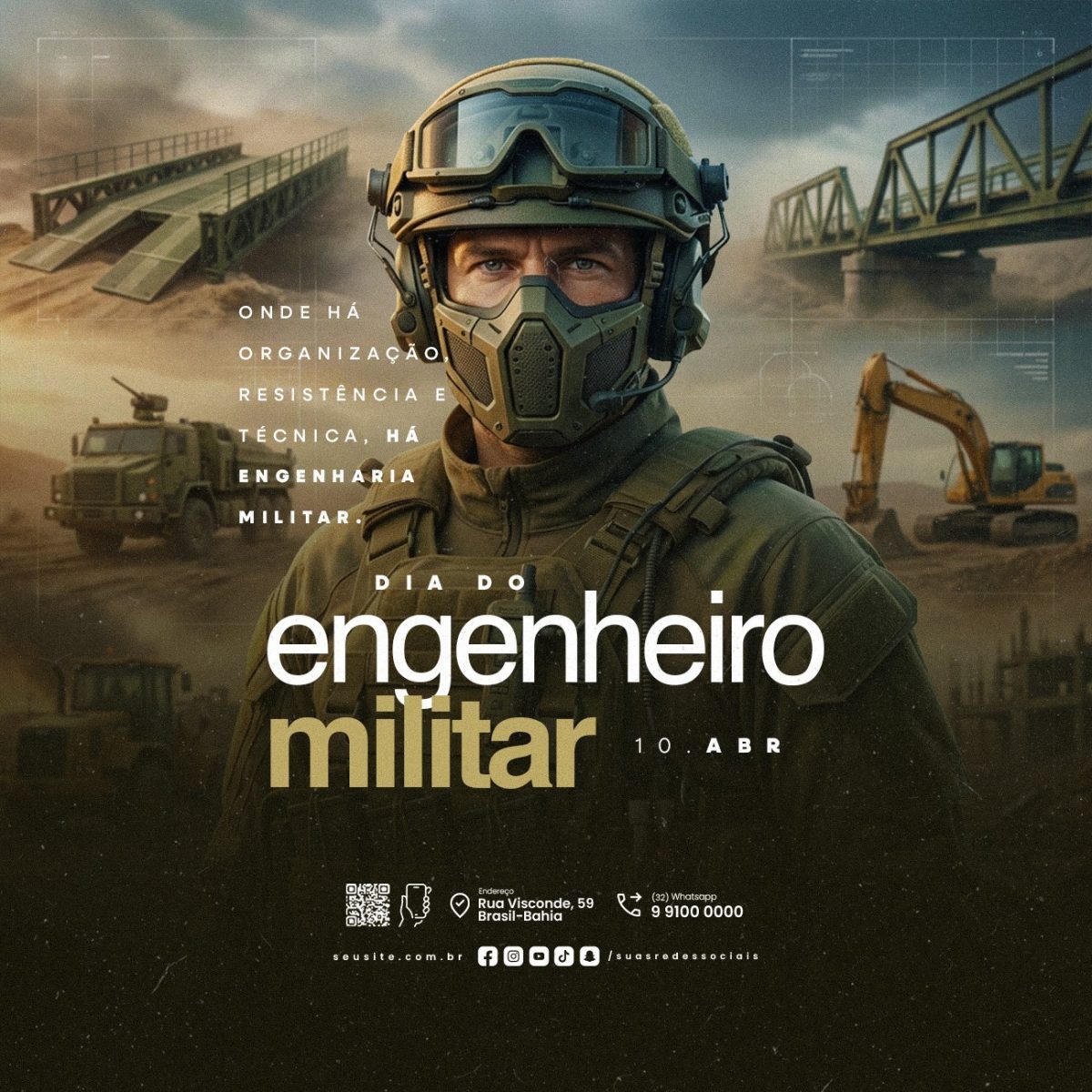 Dia do Engenheiro Militar 10 de Abril PSD Editável