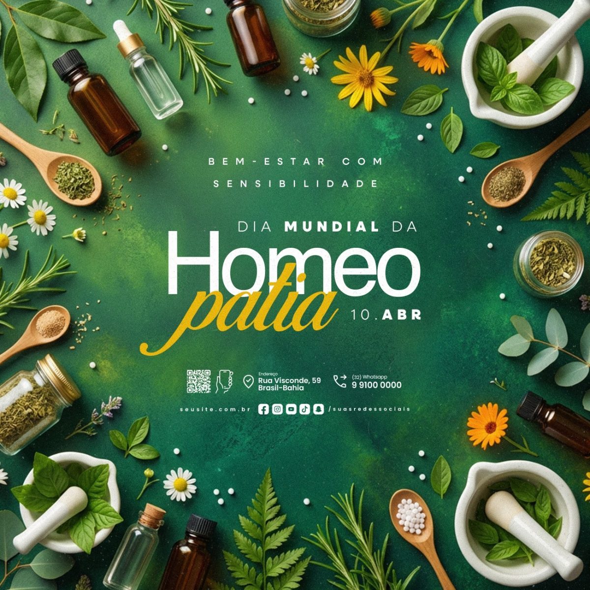 Dia Mundial da Homeopatia 10 de Abril PSD Editável