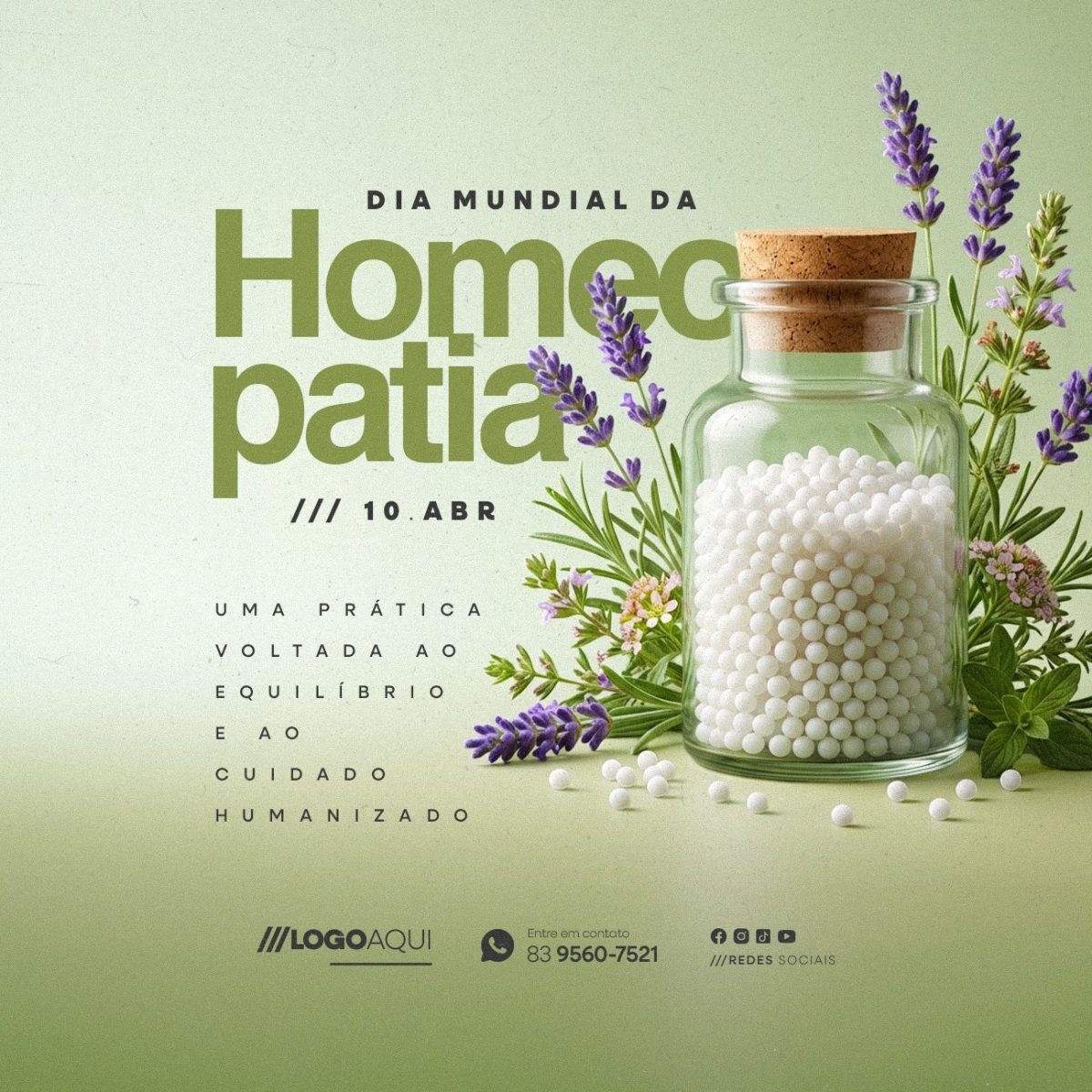 Dia Mundial da Homeopatia 10 de Abril PSD Editável