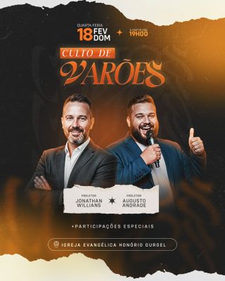Culto de Varões Quarta-feira 18 FEV DOM Evento Religioso PSD Editável
