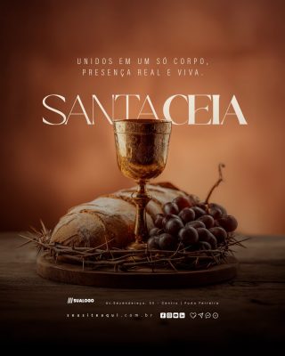 Santa Ceia Unidos em Um Só Corpo Estandarte Cristão PSD Editável