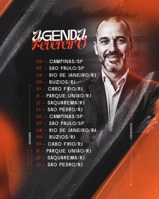 Agenda Fevereiro Roteiro de Eventos e Shows PSD Editável