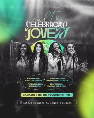 Culto Celebração Jovem Sabado 25 de Fevereiro 19h PSD Editável